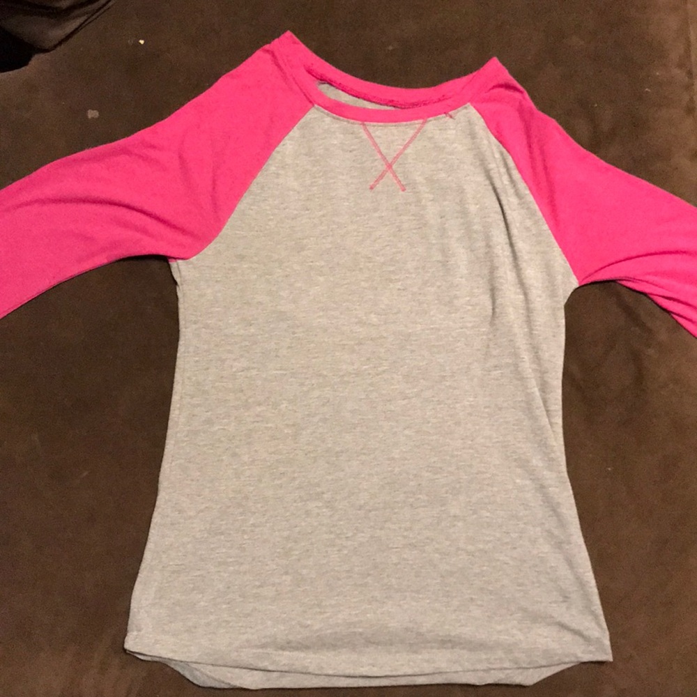 Pink and grey, size xs baseball tee. No flaws.